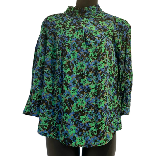 Reserved High Neck Green Floral Print Shirt Size 6