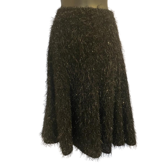 Joseph Ribkoff Fluffy Black Metallic Knee Length Skirt Size 10